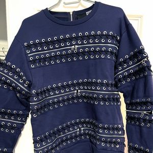 Hood By Air Laced-up Navy Sweatshirt Size Medium